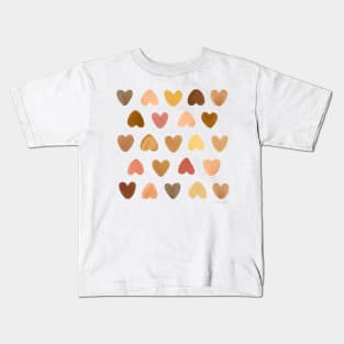 Brown Hearts pattern Kids T-Shirt